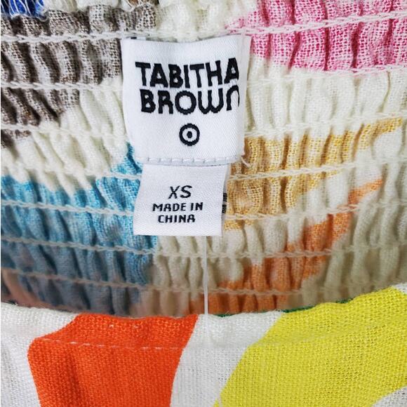 Tabitha Brown x Target XS Linen Blend Botanical Print Puff-Sleeve Mini Dress NWT - Picture 5 of 8